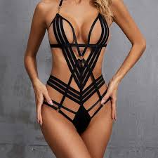 DHgate.com:Womens Sexy Halter Erotic Lingerie Set, Black Bandage Uniform  Intimate Couple Bodysuit:Health & Beauty