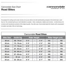 Cannondale Road Bike Frame Size Chart Lajulak Org