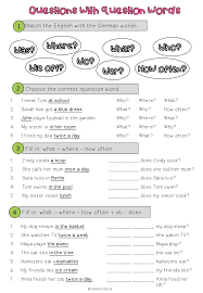 Kostenlose übungen und arbeitsblätter für englisch in der 7. Question Words Worksheet Where What How Often Who 5 Schulstufe Unterrichtsmaterial Im Fach Englisch Englische Worter Lernen English Lernen Englische Worter