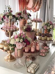 Birthday Cake Table Decoration With Flowers Fabulous Pink And Gold 30th Birthday Party Dessert Table Styling And Sweets By Creme Co Rose Gold Cak Wedding Dessert Table Wedding Desserts Dessert Table