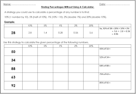 Calculate Percentages Without A Calculator Proportional Relationships Number Worksheets Fractions