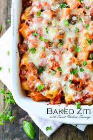 Easy Baked Ziti With Sweet Italian Sausage Recipe Sweet Italian Sausage Baked Ziti Italian Sausage