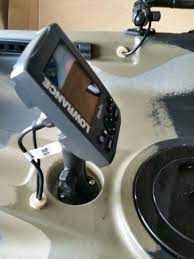 Lowrance 3 Elite On A Ram Mount Transducer Is Mounted On A Ram Transducer Mount With A Rigid Arm Wiring Is Run T Kayak Fishing Gear Kayak Fishing Kayaking