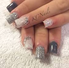 Black And Silver Glitter Acrylic Nails Pin By Chera Campbell On Nail Tech Makeup Nails Designs Silver Acrylic Nails Swarovski Nails