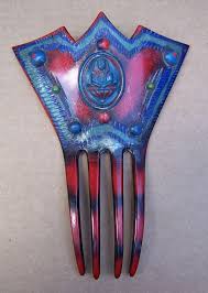 Egyptian Revival Comb Art Deco Blue Comb Egyptian Head Hair Accessory Hair Pick Headdress Headpiece Hair Jewelry Hair Jewelry Deco Blue Art Deco Hair
