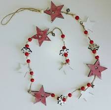 A christmas decoration is any of several types of ornamentation used at christmastime and the greater holiday season. Rustic Vertical Wooden Christmas Star Garland Decoration Jute Bells 100cm Bnwt Ebay