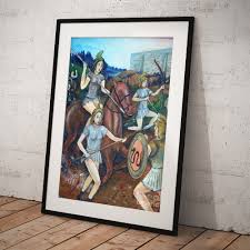 Battle of the Amazons Art Print by Eric Ovelgone