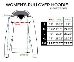 Size Chart Womens Lightweight Pullover Hoodie Inkaddict