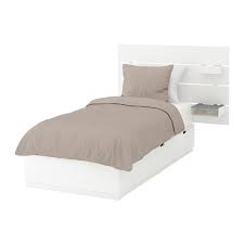 Nordli White Bed W Storage And Headboard 90x200 Cm Ikea White Headboard Bed Linens Luxury Bed Frame