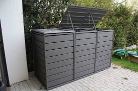 Mulltonnenbox Grau Aluminium 3er 120l Mit Klappdach Classic Mulltonnenbox Kleiner Hinterhof Design Mullhauschen
