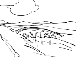 Building, united states, street, urban. River With Bridge Coloring Page Camping Coloring Pages Coloring Pages Nature Coloring Pages
