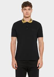 Black And Gold Polo T Shirt Gold Hibiscus Print Collar Polo Shirt Black T Shirts Polos Polo Shirt Shirts Mens Polo Shirts