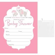 Editable blue and gray elephant baby boy baby shower invitations templates are still the most popular invites for a baby shower. 50 Fill In Blank Baby Shower Invitations Elephant With White Envelopes Pink Solid The Frumcare Store