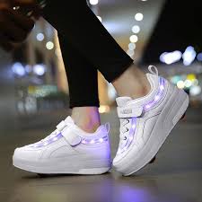 Children One Two Wheels Luminous Glowing Sneakers Gold Pink Led Light Roller Skate Shoes Kids Led Shoes Boys Girls Usb Charging Buy At The Price Of 28 93 In Aliexpress Com Imall Com