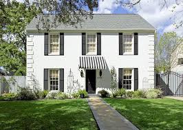 Black And White Awning Fabric Black And White Awning White Brick Houses Front Door Ideas Brick House House Exterior