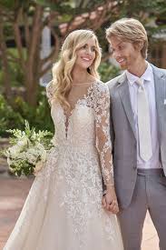 F211016 Rustic Embroidered Lace Wedding Dress With Illusion Neckline Wedding Dresses Embroidered Lace Wedding Dress Bridal Ball Gown