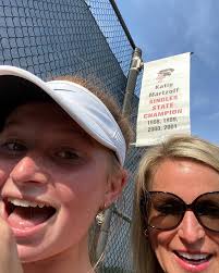 PATC Board member Meg King was watching her daughter Viv compete in a high  school sectional match today at Park Tudor. They spotted the @kmcarroll3  4-time State Singles championship banner and couldn't