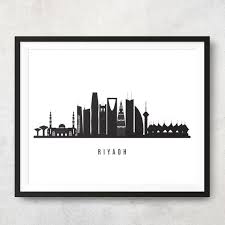 Black And White City Skyline Riyadh Skyline Printable Riyadh Saudi Arabia Black White Etsy Black And White Wall Art White Wall Art Poster Wall Art
