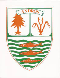 Wavy barrulets of blue symbolise the waters of the bahamas. Andros Crest Bahamas Island Andros Bahamas