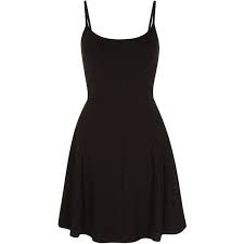 Black Skinny Strap Skater Dress Evening Wear Dresses Fit And Flare Cocktail Dress Flare Mini Dress