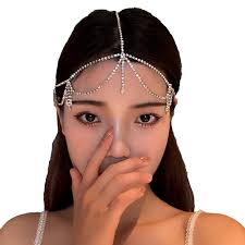 Head Jewelry NAISKA Silver Rhinestone Head Chain
