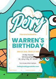 20+ Perry the Platypus Canva Birthday Invitation Templates | Download  Hundreds FREE PRINTABLE Birthday Invitation Templates