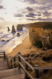 Stairway To The Famous 12 Apostles In Australia Magnificent Rock Stacks That Rise Up Majestically From Th Australia Vacation Australia Tours Australia Travel