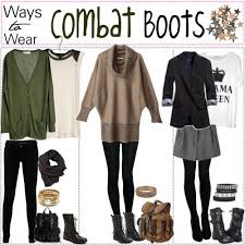 How To Wear Gray Combat Boots Ways To Wear Combat Boots Polyvore Casual Winter Outfits Combat Boot Outfits Fashion