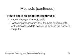To be a backup route the floating static route must have an administrative distance greater than 90 and have a next. Ppt Computer Security And Penetration Testing Powerpoint Presentation Id 6258224