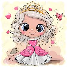 Cute Cartoon Little Princess In A Pink Dress With Bird Isolated Royalty Free Cliparts Vectors And Stock Illustration Image 123597972