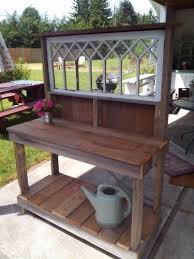 Fancy Window Rustic Potting Bench Dream Garden Woodworks Rustic Potting Benches Pallet Garden Benches Potting Bench