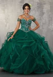 Emerald Quinceanera Dress Strapless And Lots Of Ruffles Quinceanera Dresses Quincenera Dresses Quince Dresses