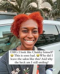 The stages of my hair dye fail 😂😂. If you call me Chukky or Ronald McDee,  I promise I won't even fight you 😭😂. I love bold colors but this was a