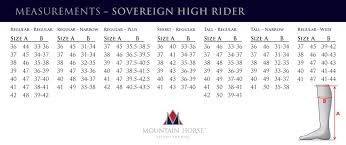Mountain Horse Sportive High Rider Size Chart
