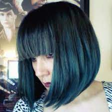 Shop for blue hair dye online at target. Manic Panic Shocking Blue Raven And Midnight Blue Bob With Blunt Bangs I Want My Hair Like This So Badly Hair Alternative Hair Dark Hair