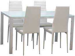 Dining table and chairs set. Dining Table Chair Set Glass Metal Amazon De Kuche Haushalt
