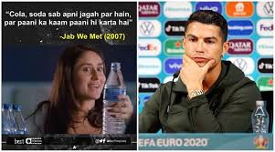 Cristiano ronaldo removes bottles of coca cola from press conference table. 0xcd9h368vijsm
