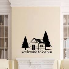 Welcome To Cabin Quote Cabin Camp Forest Lodge Camping Scenery Vacation Quotes Wall Decal Sticker Vinyl Art Mural For Girls Boys Campers Home Room Walls Bedroom House Decor Decoration 8x10 Inch