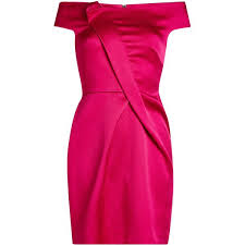 Roland Mouret Satin Dress 1 250 Liked On Polyvore Featuring Dresses Magenta Pink Satin Dress Fusc Satin Cocktail Dress Pink Evening Dress Fuchsia Dress