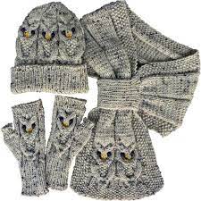 Owl Gloves Hat Scarf Knitting Pattern By Kittyknits In 2021 Owl Knitting Pattern Knitting Patterns Scarf Knitting Pattern