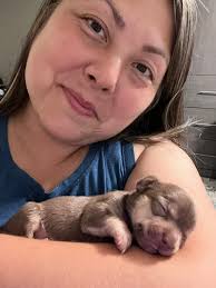 This is Salsa Sue .she is my lifeline in this world.she was born with a  severe cleft pallet..I tube fed her every 30 mins. For her first 4  weeks..she has had 3