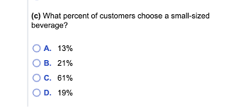 Solved The Pie Chart Below Depicts The Beverage Size Cust