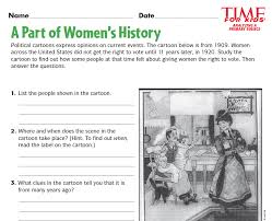 Grades 5 6 Students Analyze A Political Cartoon To Learn About The Struggle For Women S Suffrage Http Women In History Womens History Month Teacher Essential