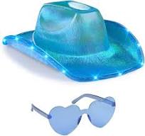 Amazon.com: Funcredible Blue Light Up Cowboy Hat and Glasses ...