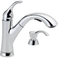 The recent trend in kitchen renovations is to mount the sink beneath the countertop, resulting in a. Delta Kessler Chrome 1 Handle Pull Out Kitchen Faucet With Soap Dispenser 119 Lowes Com Pull Out Kitchen Faucet Kitchen Faucet Delta Faucets