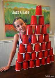 Stack Attack Minute To Win It Challenge For Kids Slumber Party Games Kids Party Games Minute To Win It Games