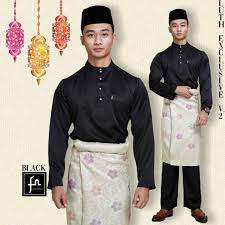 Koleksi baju raya sedondon ekslusif dari zoffya. Baju Melayu Hitam Regular Fit Tanpa Sampin Shopee Malaysia