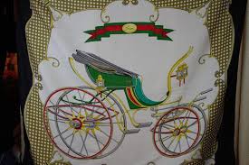 Black And Gold Carriage Vintage Gucci Carriage Printed Scarf Italy Black And Gold Handmade Vintage Gucci Scarf Print