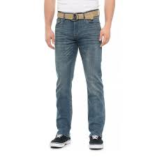 weatherproof vintage belted slim straight fit jeans for men