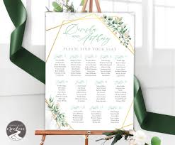 Printable Personalized Greenery Wedding Seating Chart
